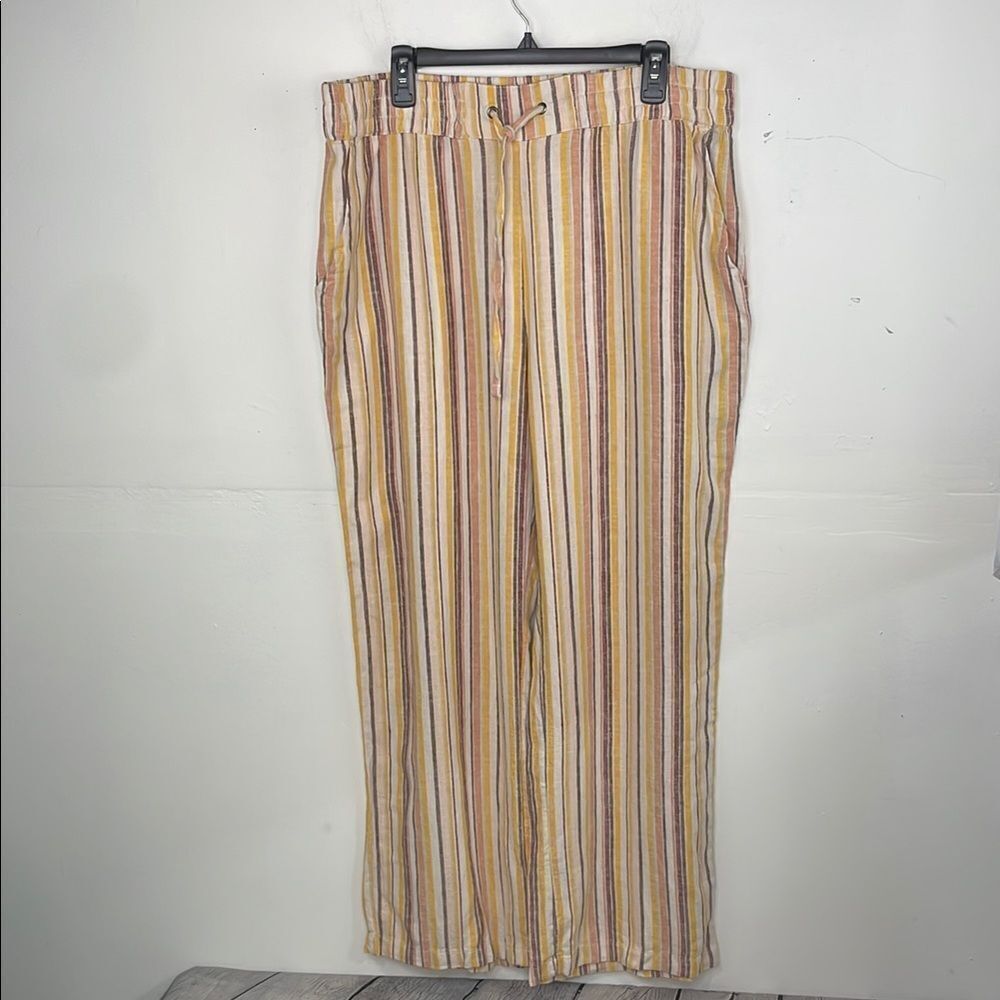 D&Co Naturals Linen blend pull on pants multicolor Striped Pants size Large